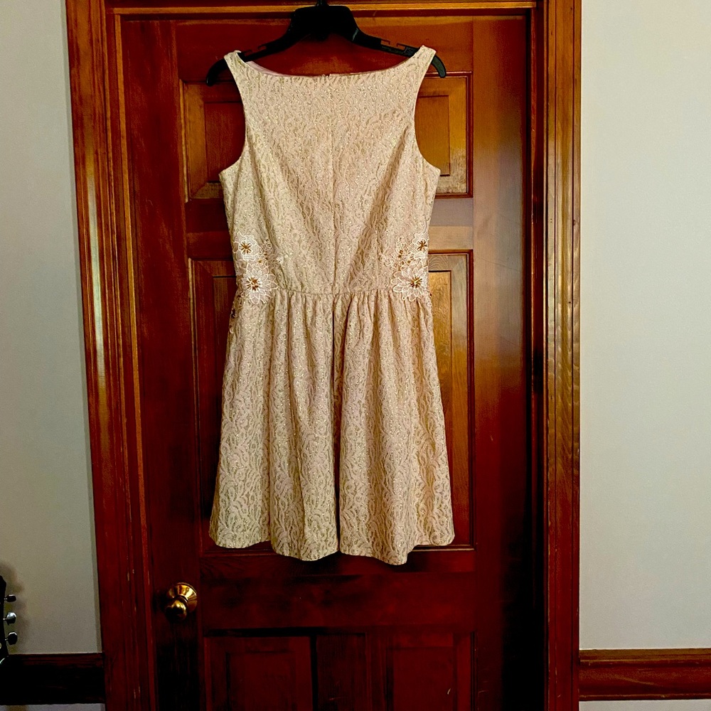 New Nick & Mo blush gold lace shimmer dress